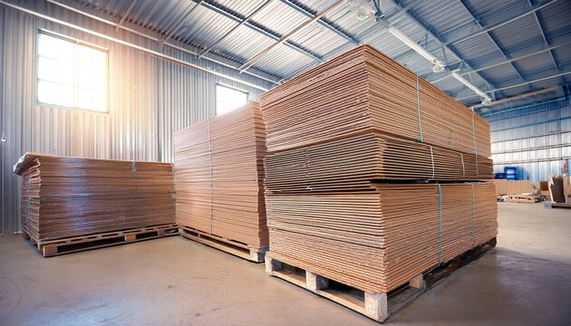 pallet with drywall sheets plasterboard in the building warehouse store