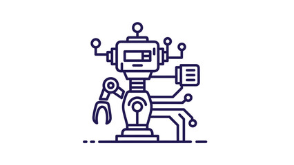 Obraz premium Robot Machine Learning Artificial Intelligence Icon.