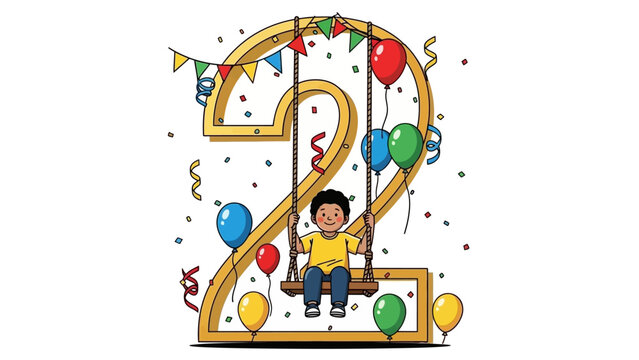 Child Sitting on Number Two Decoration.