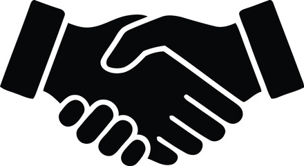 Obraz premium Professional handshake silhouette icon representing business partnership agreement cooperation and successful teamwork