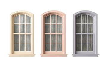 Arched sash window collection with a classic design in various colors for architectural elements and house renovation