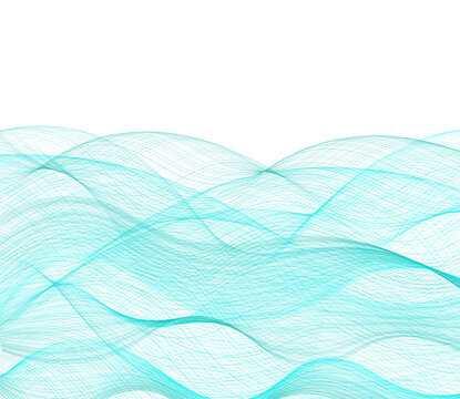 Blue waves curve lines abstract marine summer background smoth design. Blue curve lines waves vector summer ocean background. Website footer. Banner background template