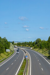 Fototapeta premium Vehicles driving on D6 highway near Hostivice, Czechia