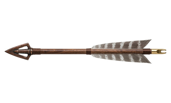 Detailed rendering of a medieval arrowhead arrow on transparent background