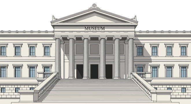 Museum building, neoclassical architecture, government institution, stone facade