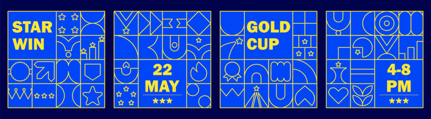 Fototapeta premium Outline pattern line and day appreciation trophy with work employee mosaic.