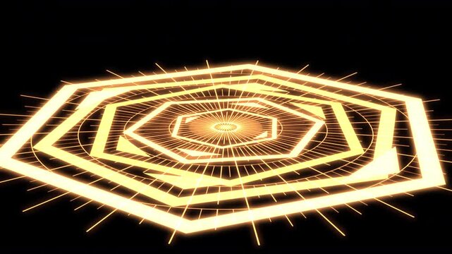 3D Compass Hexagon Geometric Patterns X60 Degrees L Yellow Animation Loop