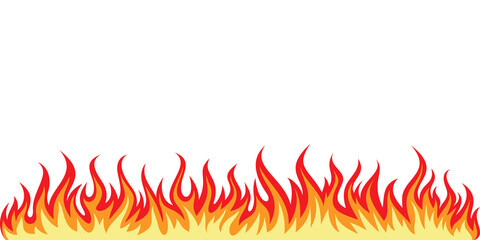 Fire flame border illustration isolated on transparent background, burning fire flames border, fire border illustration, hot blaze heat cartoon flame frame. © MD AL AMIN