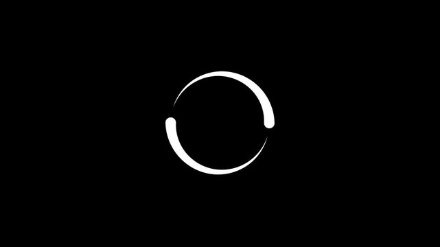 White circle Loading icon with loop out animation on a black background. Refresh button icon animation. circle arrow icon set, reload, rotation.4k video