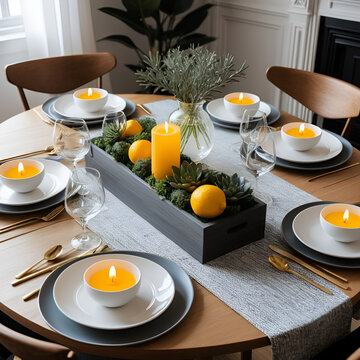 cozy and elegant dinning table setting :