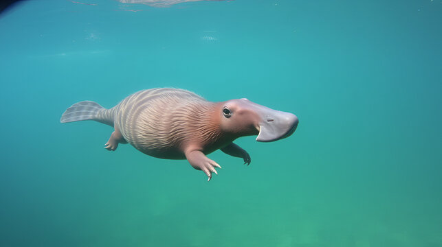 platypus swimming under water