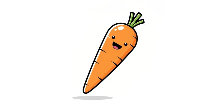 Cheerful Cartoon Carrot Character with a Happy Face and Simple Design for Vegetarian Graphics