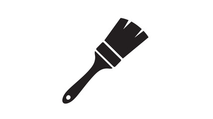 Paintbrush silhouette icon with a simple black design and a hole in the handle for hanging. featuring white, tool, art with craft and painting