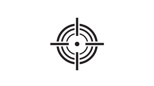 Crosshair icon with concentric circles and four sight lines on a white background, a precise aiming reticle