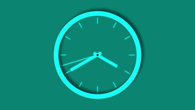 Analog wall clock spinning animation on transparent background. Wall clock show running time. Wall clock time working office hours animated. Vintage Clock Animation Loop.