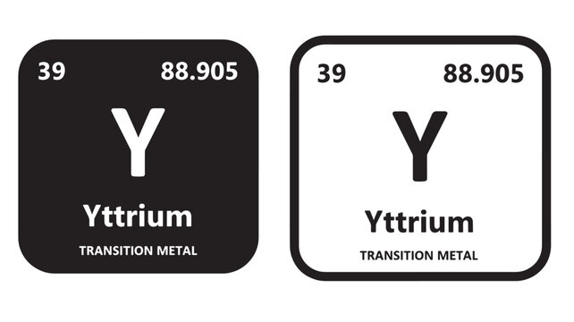 Yttrium element symbol icon with atomic number 39 and atomic weight 88.905, representing a transition metal in a simple graphic.