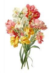 Obraz premium Vibrant vintage floral illustration bouquet.