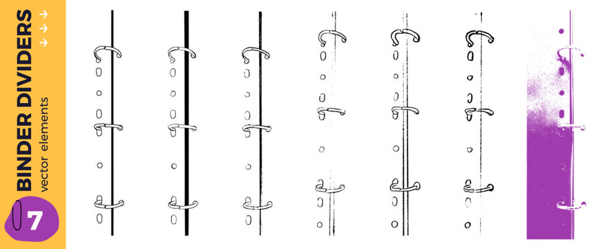 Notebook of file binder divider set for collage and social media graphic. Doodle school border for scrapbook. Vector collection of elements for handmade naive design. Decorative shapes isolated.
