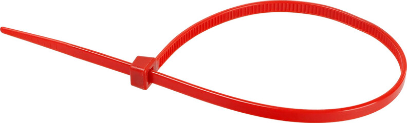 Red cable tie isolated on white background © Andrzej Tokarski