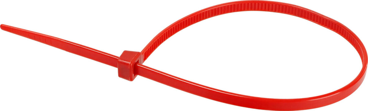 Red cable tie isolated on white background