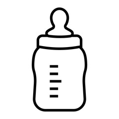 Obraz premium Minimalist black and white icon of baby food jar with spoon. Concept of infant nutrition, baby feeding and childcare. Suitable for apps, web design and packaging.