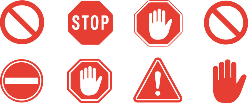 warning red circle bar forbidden restrict and alert symbols