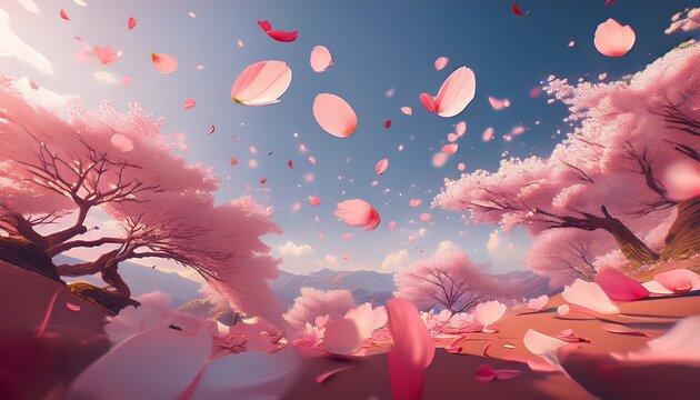 flying cherry petals