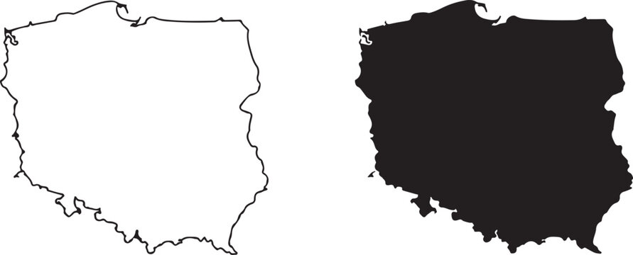 Poland map silhouette poland map outline and silhouette Icon ,white background for geography and travel