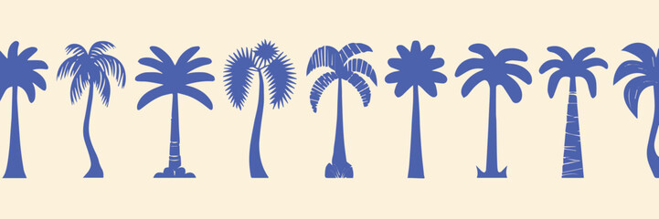 palm tree vector icons row of stylized blue palms for branding use web © AIcon Star