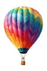 Fototapeta premium A vibrant rainbow-colored hot air balloon floats against a transparent background