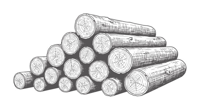 Stacked rough cut logs with visible wood grain and rings timber pile
