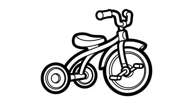 Line art illustration of a child's tricycle