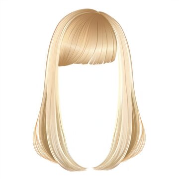 Blonde long bob hairstyle wig white background front view.