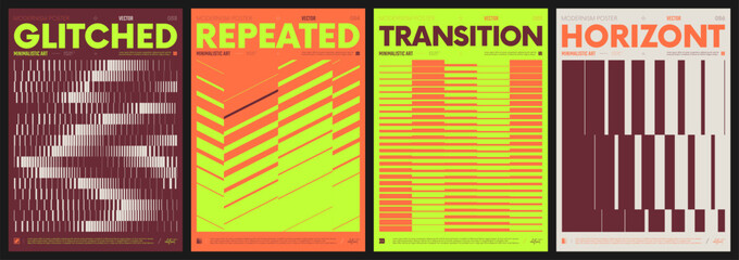 Fototapeta na wymiar Vector minimalist colorful contemporary art with geometric shapes, Modern abstract poster collection, brutalist style inspired graphics, bold aesthetic, shape distortion effect set 26