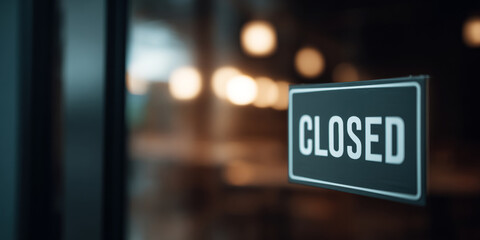 Closed sign on glass door