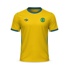 3d realistic home soccer jersey Brazil national team, template for football kit 2026