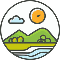 Fototapeta premium Scenic icons of nature and urban landscapes