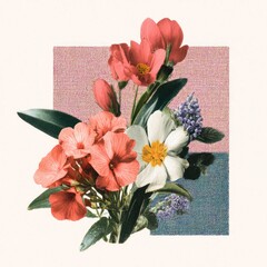 Fototapeta premium Vintage floral collage art