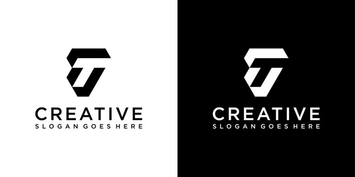 TJ or JT initial letter logo design vector concept