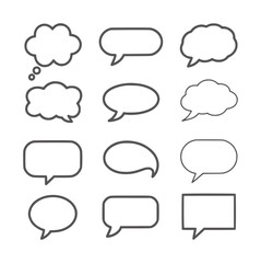 Fototapeta premium Eight black empty speech bubbles in various shapes and styles white