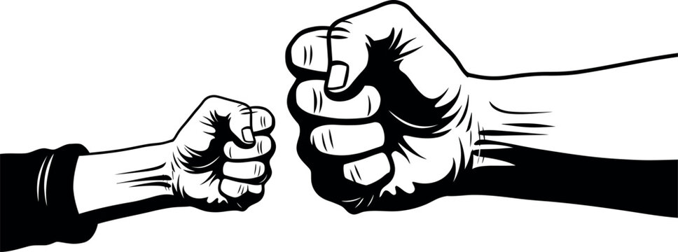 Two fists facing each other in a confrontational gesture