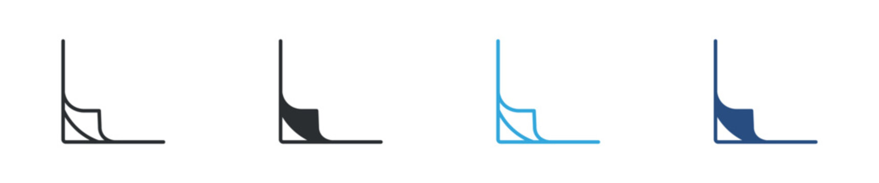 Corner icon set, page corner fold symbol. Document corner element concept. UI page corner design icon. Vector illustration.