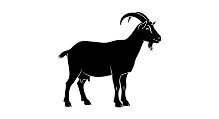 Obraz premium Majestic Goat Silhouette Stands in Profile. Vector Illustrations. EPS Editable