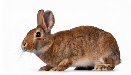 Obraz premium Pretty Brown Rabbit Seen From The Side Isolated On A White Background
