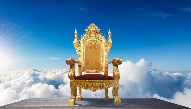 Seat Or Golden Throne Is In Heaven In The Middle Of A Cloudy Landscape