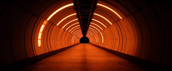 Fototapeta premium The illuminated tunnel beckons with a haunting promise of endless mystery and wonder