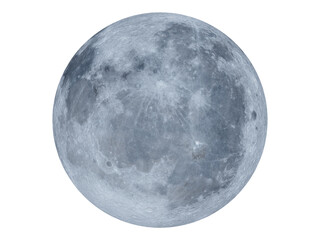 Realistic full moon and blue moon isolated on black background. Design for PNG, blue Moon, lunar surface, blue planet, universe and space concept. © H2Omanager