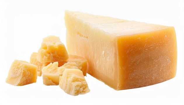 Parmesan Hard Cheese Wedge And Chunks Transparent Background