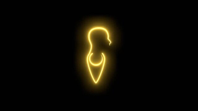 Face silhouette in profile on map pin. Navigation pin icon. Place address navigation locator. GPS location symbol. Neon glowing.