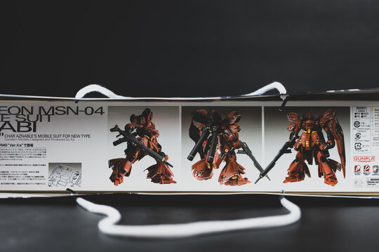 Bangkok, Thailand - March 12, 2026 : Box of Bandai Neon Zeon MSN 04 Mobile Suit SAZABI Ver. Ka..